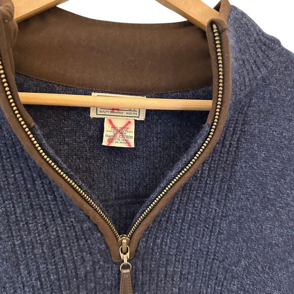 L.L. Bean Men's Thick Blue 100% Merino Wool 1/4 Zip Pullover Sweater Size XL - Picture 3 of 8